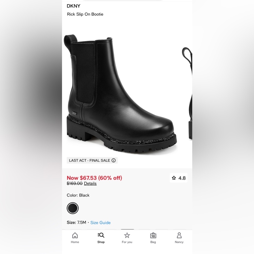 NWOB DKNY Women’s Rick Slip On Bootie Black Leather Size 7.5 - Picture 17 of 17